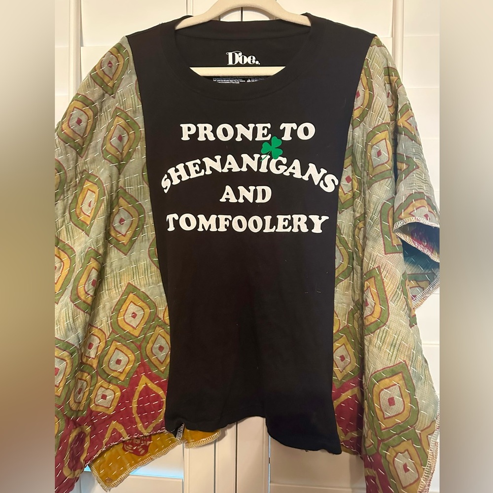 SHENANIGANS ST. Patrick’s day upcycled kantha tunic top os S M L XL 1X 2X